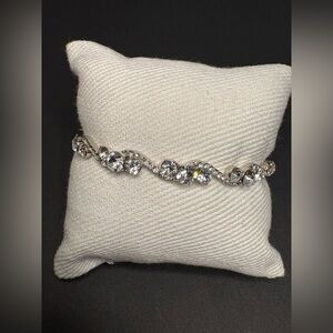 Givenchy Silver tone Crystal Bracelet Twisted Design